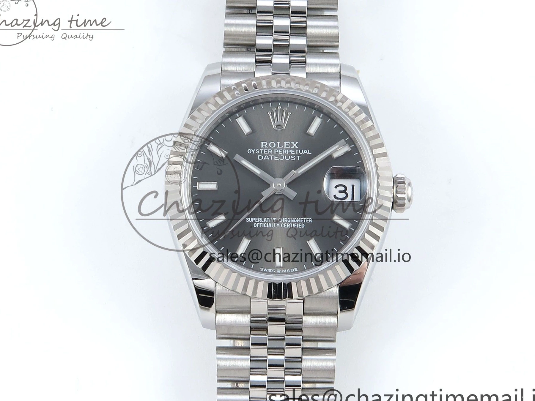 0104 Elegant DateJust 31 278274 ARF 1:1 Best Edition 904L Steel Gray Dial Stick Marker on SS Jubilee Bracelet ETA 545